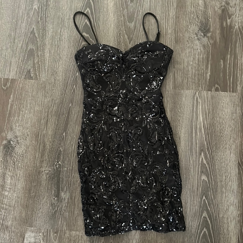 Windsor black sparkly mini dress